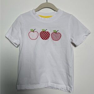 Kids Smocked Embroidered Tee with Red Apple Pattern